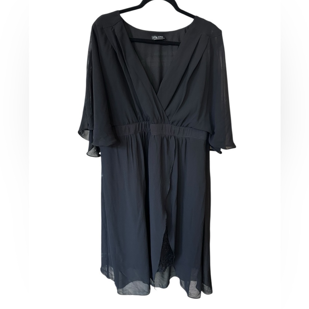 City Chic Elegant Black Sheer Dress size L/20